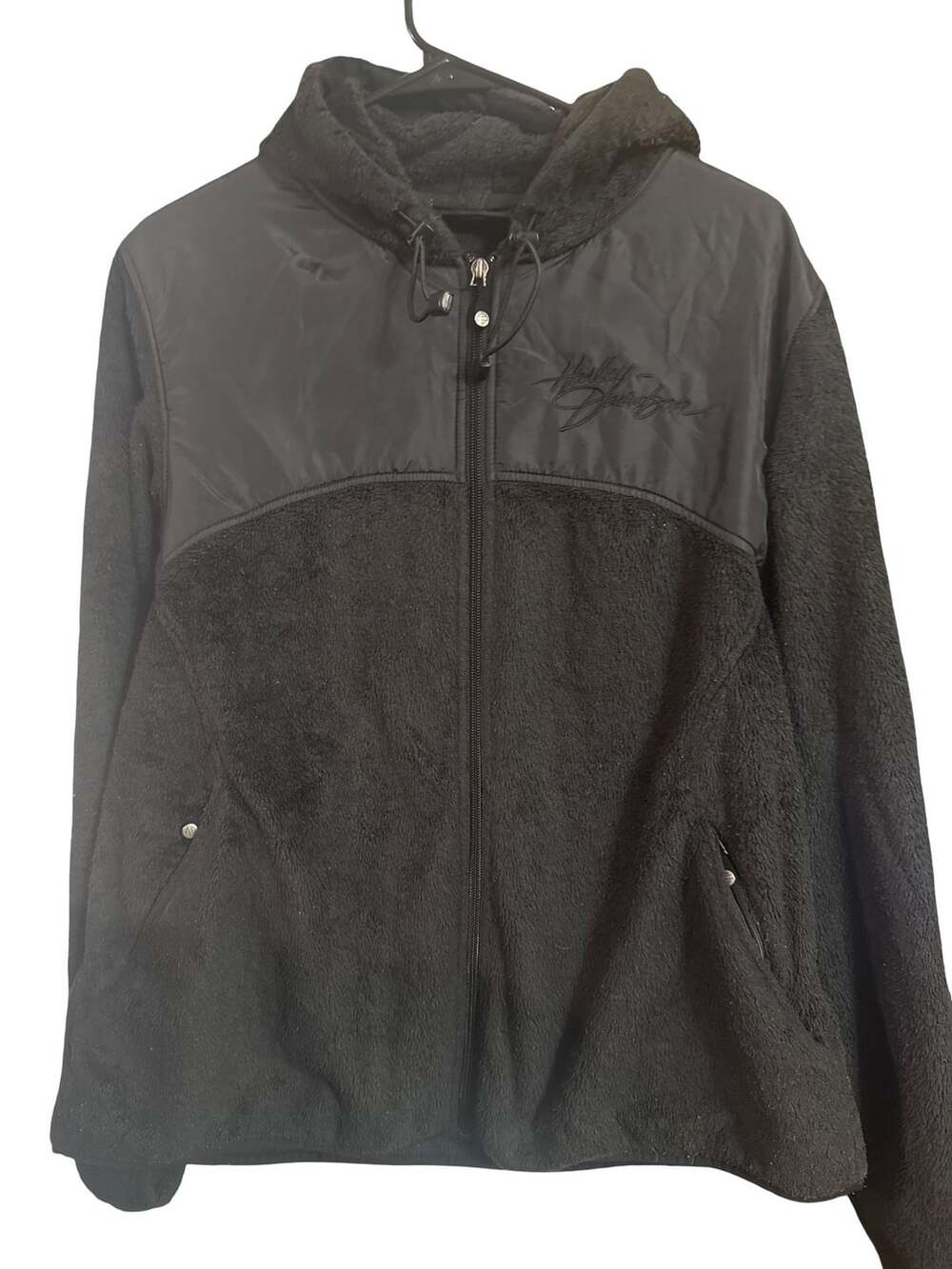 Harley-Davidson Black Sherpa Fleece Full Zip Hooded Jacket Size 1W